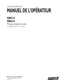 CASE-92050322-OM-FR Case SB531, SB541 PIN xPN312197- baler pdf operator's manual FR (92050322)