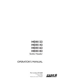 CASE-47710289-OM-EN Case HDX122, HDX142, HDX162, HDX182 Sickle header pdf operator's manual (47710289)