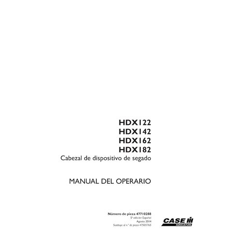CASE-47710288OM-ES Manual do operador do cabeçote de corte Case HDX122, HDX142, HDX162, HDX182 em PDF ES (47710288)