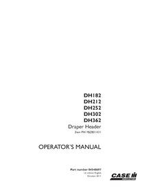 CASE-84548697-OM-EN Case DH182, DH212, DH 252, DH302, DH362 PIN YBZB01431- draper header pdf operator's manual (84548697)