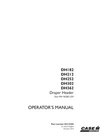 CASE-84210200-OM-EN Case DH182, DH212, DH 252, DH302, DH362 PIN YAZB01204 - manual do operador do cabeçalho Draper em PDF (84...