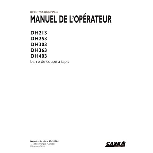 CASE-90439864-OM-FR Manuel d'utilisation PDF de l'en-tête Draper Case DH213, DH253, DH303, DH363, DH403 FR (90439864)