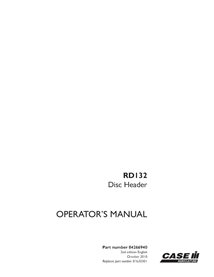 CASE-84266940-OM-EN Manual del operador del cabezal de disco Case RD132 (PDF) (84266940)