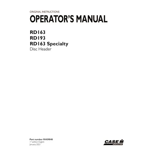 CASE-90439848-OM-EN Manual del operador del cabezal de disco especial RD163, RD193, RD163 (PDF) (90439848)