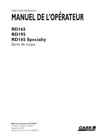 CASE-92155464-OM-FR Case RD165, RD195, RD165 Specialty disc header pdf operator's manual FR (92155464)