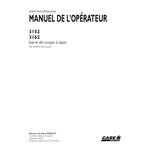 CASE-90436127-OM-FR Case 3152, 3162 PIN YKH052100- draper header pdf operator's manual ES (90436127)