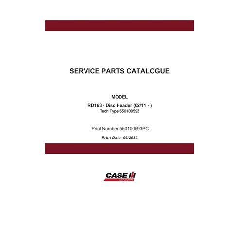 CASE-550100593PC-EN Catalogue de pièces détachées pour en-tête de disque Case RD163 (pdf) (550100593PC)