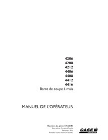 CASE-47650191-OM-FR Case 4206, 4208, 4212, 4406, 4408, 4412, 4416 corn header pdf operator's manual FR (47650191)