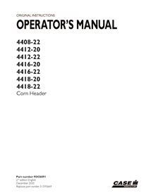 CASE-90436091-OM-EN Manuel d'utilisation PDF de la cueilleuse à maïs Case 4408-22, 4412-20, 4412-22, 4416-20, 4416-22, 4418-2...