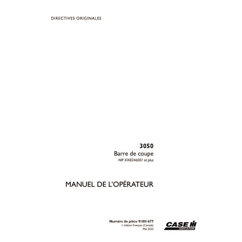 CASE-91801677-OM-FR Case 3050 PIN XX8246001- header pdf operator's manual FR (91801677)