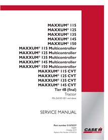 CASE-51675237-SM-EN Case IH MAXXUM 115, 125, 135, 145, 150 CVT Tier 4B tractor pdf manual de servicio