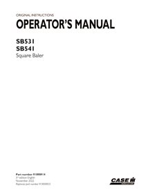 CASE-91898914-OM-EN Manual del operador de la empacadora Case SB531, SB541 (PDF) (91898914)