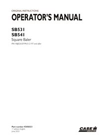 CASE-92050321-OM-EN Manual do operador da enfardadeira Case SB531, SB541 PIN xPN312197 em PDF (92050321)