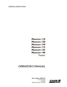 CASE-47897129-OM-EN Manual do operador do trator Case Maxxum 110, 115, 120, 125, 130, 140 em PDF (47897129)