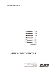 CASE-47897130-OM-FR Manuel d'utilisation PDF du tracteur Case Maxxum 110, 115, 120, 125, 130, 140 FR (47897130)