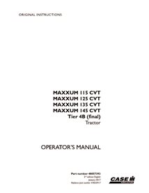 CASE-48057393-OM-EN Manual del operador del tractor Case Maxxum 115, 125, 135, 145 CVT Tier 4B (PDF, 48057393)