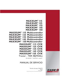 CASE-51666732-SM-ES Manuel d'entretien PDF pour tracteur Case MAXXUM 115, 125, 135, 145, 150 (CVT, Multicontroller) Tier 4B P...