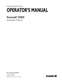 CASE-92318915-OM-EN Manual do operador do trator compacto Case Farmall 25SC em PDF (92318915)