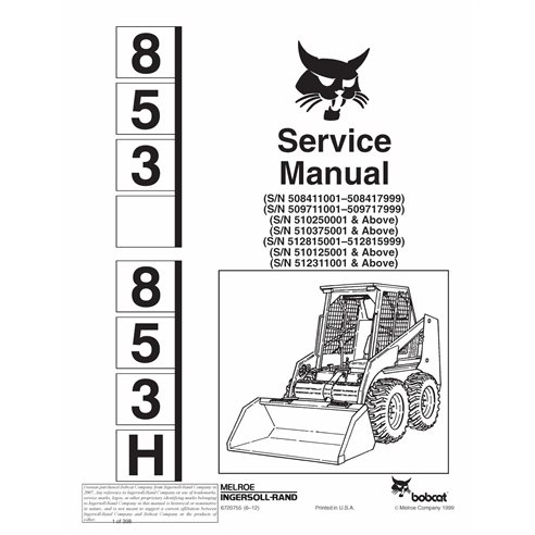 BOBCAT-853-6720755-sm Bobcat 853, 853H skid steer loader pdf service manual