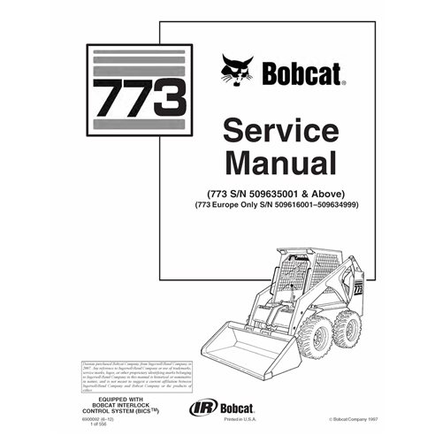 BOBCAT-773-6900092-sm Manual de serviço em pdf da minicarregadeira Bobcat 773