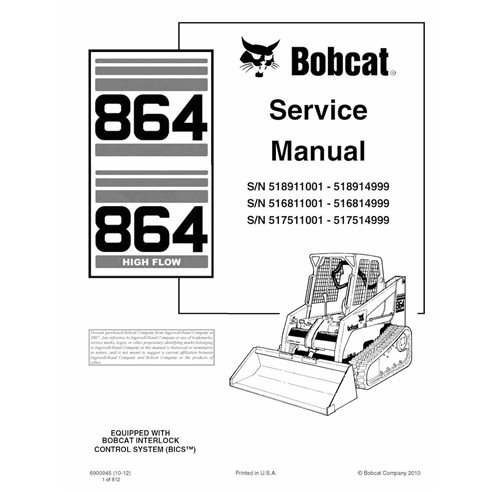 BOBCAT-864-6900945-sm Manual de serviço em pdf da minicarregadeira Bobcat 864