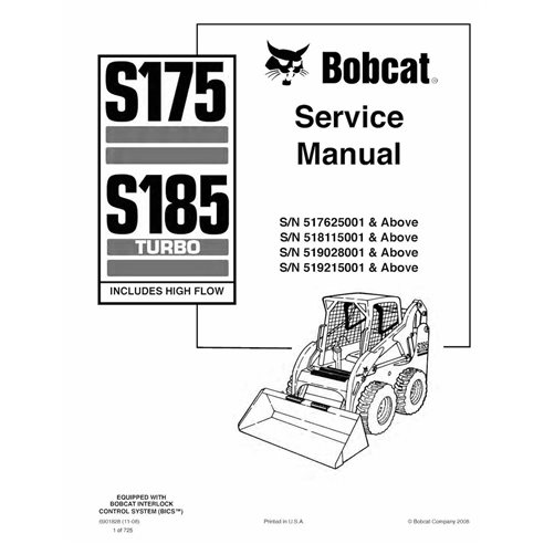 BOBCAT-S175_S185-6901828-sm Manual de serviço em pdf da minicarregadeira Bobcat S175, S185