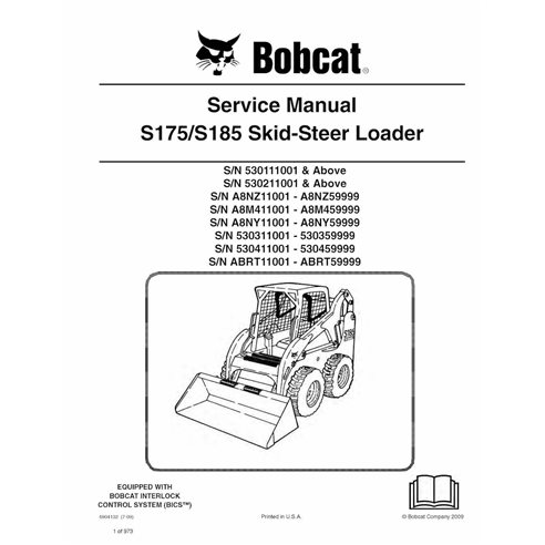 BOBCAT-S175_S185-6904132-sm Manual de serviço em pdf da minicarregadeira Bobcat S175, S185