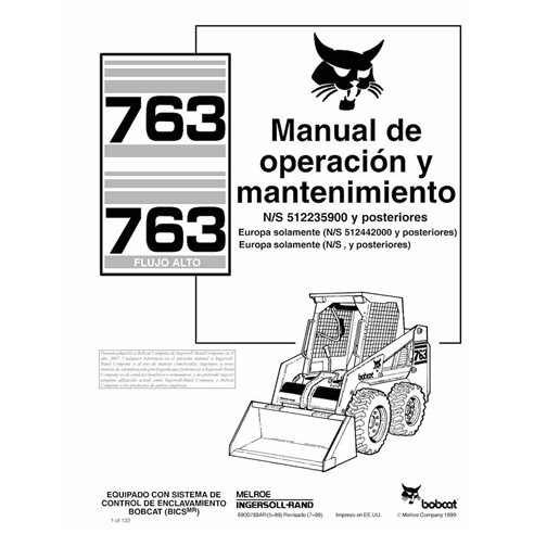BOBCAT-763-6900788-ES-OM Bobcat 763 skid steer loader pdf operation and maintenance manual ES