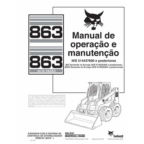 BOBCAT-863-6900790-PT-OM Bobcat 863 skid steer loader pdf operation and maintenance manual PT