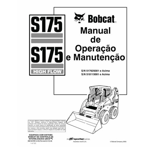 BOBCAT-S175-6901827-PT-OM Minicarregadeira Bobcat S175 pdf manual de operação e manutenção PT