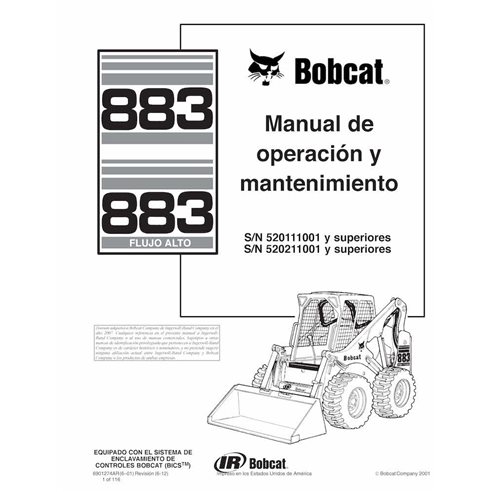 BOBCAT-883-6901274-ES-OM Bobcat 883 skid steer loader pdf operation and maintenance manual ES