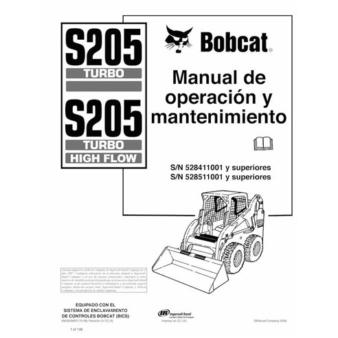 BOBCAT-S205-6902839-ES-OM Manuel d'utilisation et d'entretien pdf de la chargeuse compacte Bobcat S205 ES