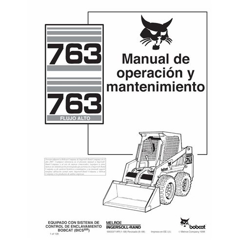 BOBCAT-763-6900371-ES-OM Minicargadora Bobcat 763 pdf manual de operación y mantenimiento ES