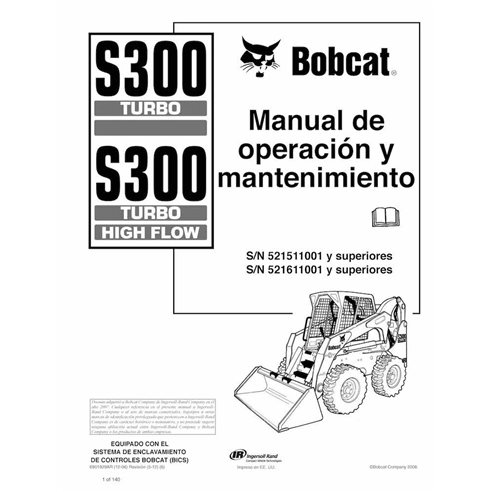 BOBCAT-S300-6901929-ES-OM Minicarregadeira Bobcat S300 pdf manual de operação e manutenção ES