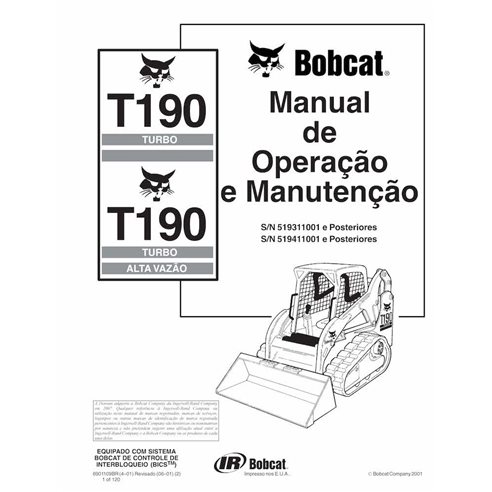 BOBCAT-T190-6901109-PT-OM Bobcat T190 cargador compacto de orugas pdf manual de operación y mantenimiento PT