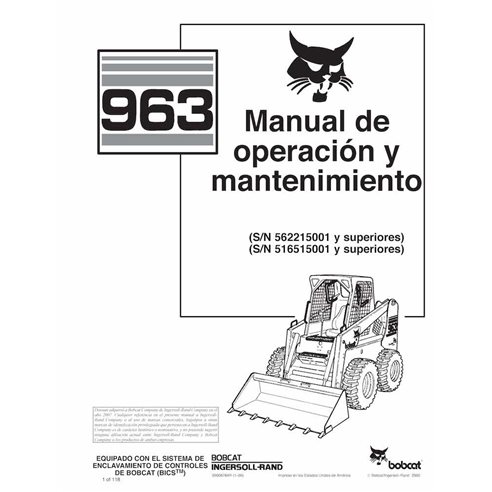 BOBCAT-963-6900878-ES-OM Minicarregadeira Bobcat 963 pdf manual de operação e manutenção ES