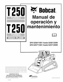 BOBCAT-T250-6902702-ES-OM Manuel d'utilisation et d'entretien pdf de la chargeuse compacte sur chenilles Bobcat T250 ES