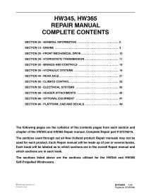 New Holland HW345 / HW365 self-propelled windrower repair manual - New Holland Agriculture manuals