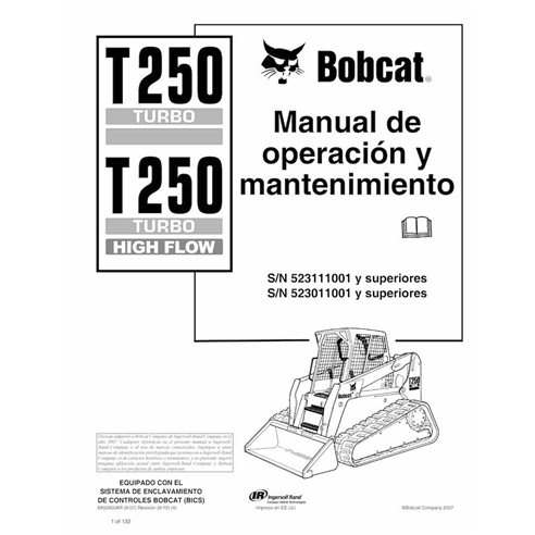 BOBCAT-T250-6902450-ES-OM Manual de operação e manutenção em pdf da carregadeira de esteira compacta Bobcat T250 ES