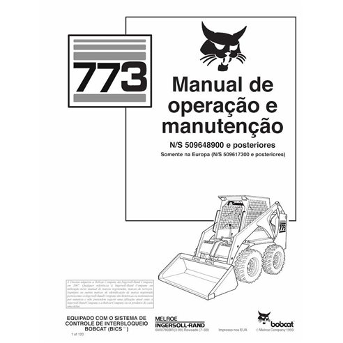 BOBCAT-773-6900789-PT-OM Minicarregadeira Bobcat 773 pdf manual de operação e manutenção PT