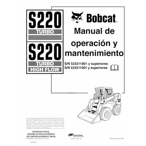BOBCAT-S220-6902446-ES-OM Manuel d'utilisation et d'entretien pdf de la chargeuse compacte Bobcat S220 ES