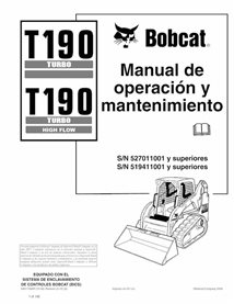 BOBCAT-T190-6901109-ES-OM Bobcat T190 compact track loader pdf operation and maintenance manual ES