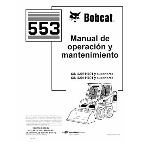BOBCAT-553-6901823-ES-OM Manuel d'utilisation et d'entretien pdf de la chargeuse compacte Bobcat 553 ES
