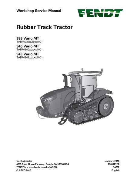 Manual de servicio del taller del tractor Fendt 938/940/943 Vario MT - Fendt manuales - FENDT-79037272A