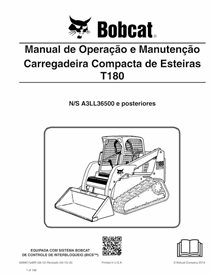 BOBCAT-T180-6989617-PT-OM Manual de operação e manutenção em pdf da carregadeira de esteira compacta Bobcat T180 PT