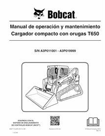 BOBCAT-T650-6987171-ES-OM Manual de operação e manutenção em pdf da carregadeira de esteira compacta Bobcat T650 ES