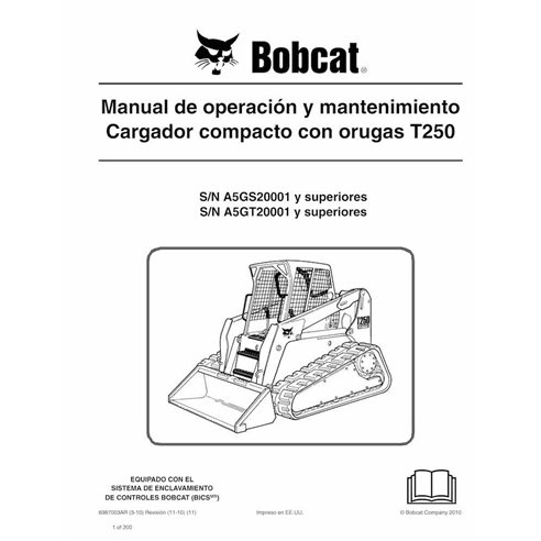 BOBCAT-T250-6987003-ES-OM Bobcat T250 cargador compacto de orugas pdf manual de operación y mantenimiento ES