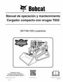 BOBCAT-T650-6990774-ES-OM Manual de operação e manutenção em pdf da carregadeira de esteira compacta Bobcat T650 ES