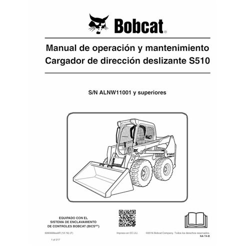 BOBCAT-S510-6990668-ES-OM Manual de operação e manutenção da minicarregadeira Bobcat S510 em PDF ES