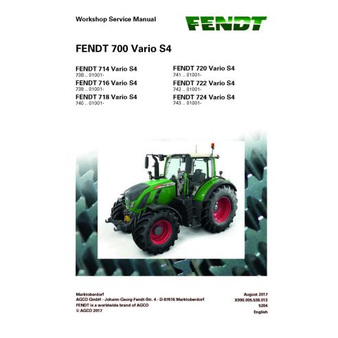 Fendt 700-714 / 716/718/720/722/724 manual de servicio del taller del tractor - Fendt manuales - FENDT-72631628